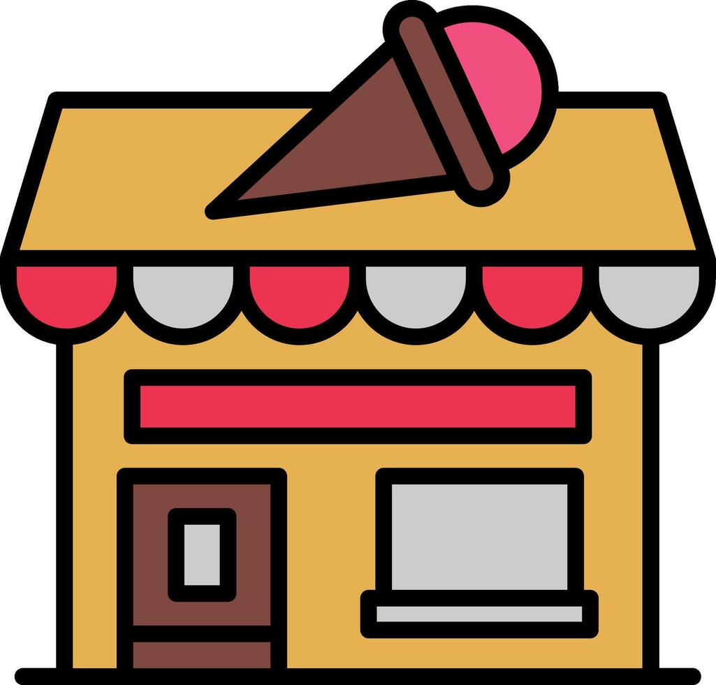 Ice Cream Shop Line Filled Icon vector