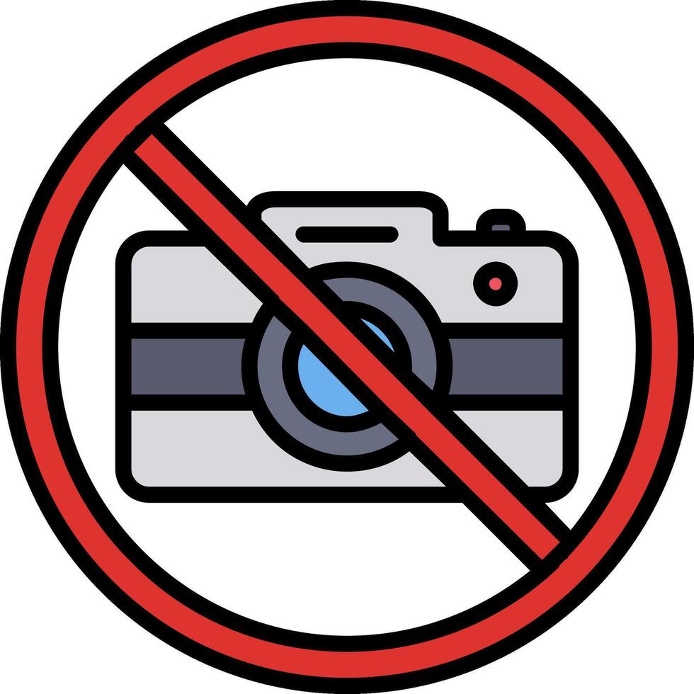 No Camera Line Filled Icon vector