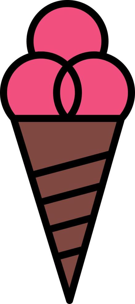 Ice Cream Cone Line Filled Icon vector