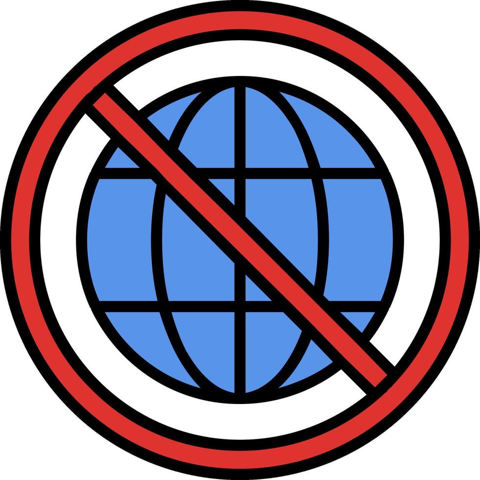 Prohibited Sign Line Filled Icon vector