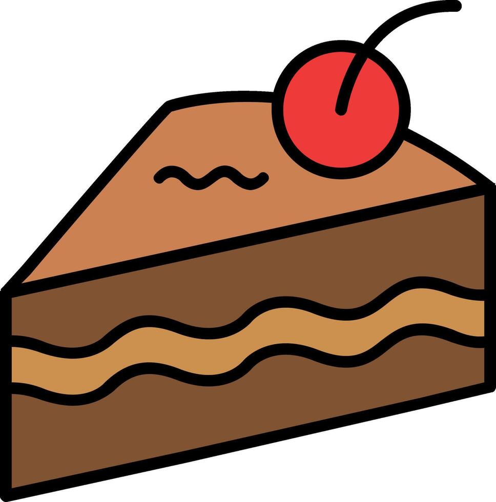 Cake Slice Line Filled Icon vector