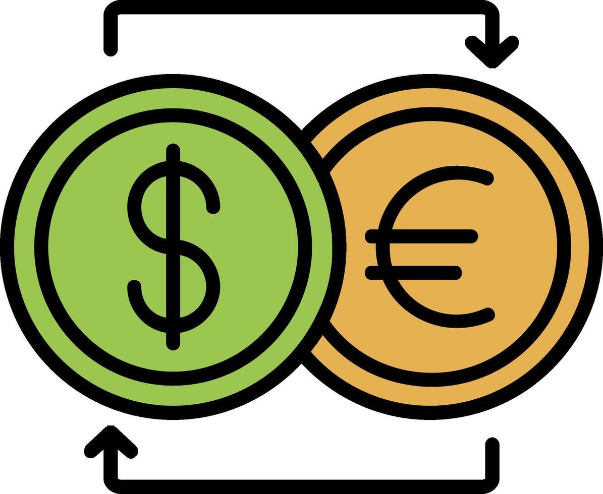 Currency Exchnage Line Filled Icon vector