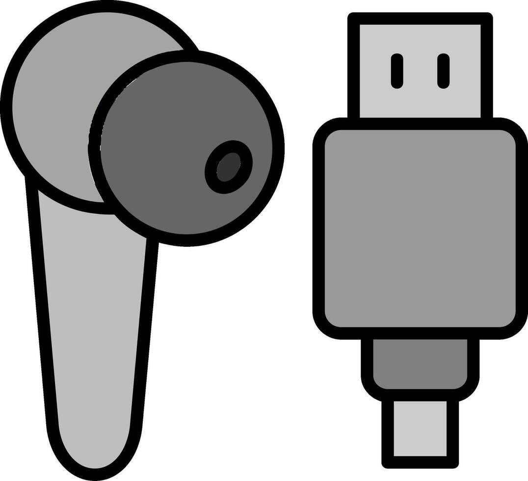 Earbud Line Filled Icon vector