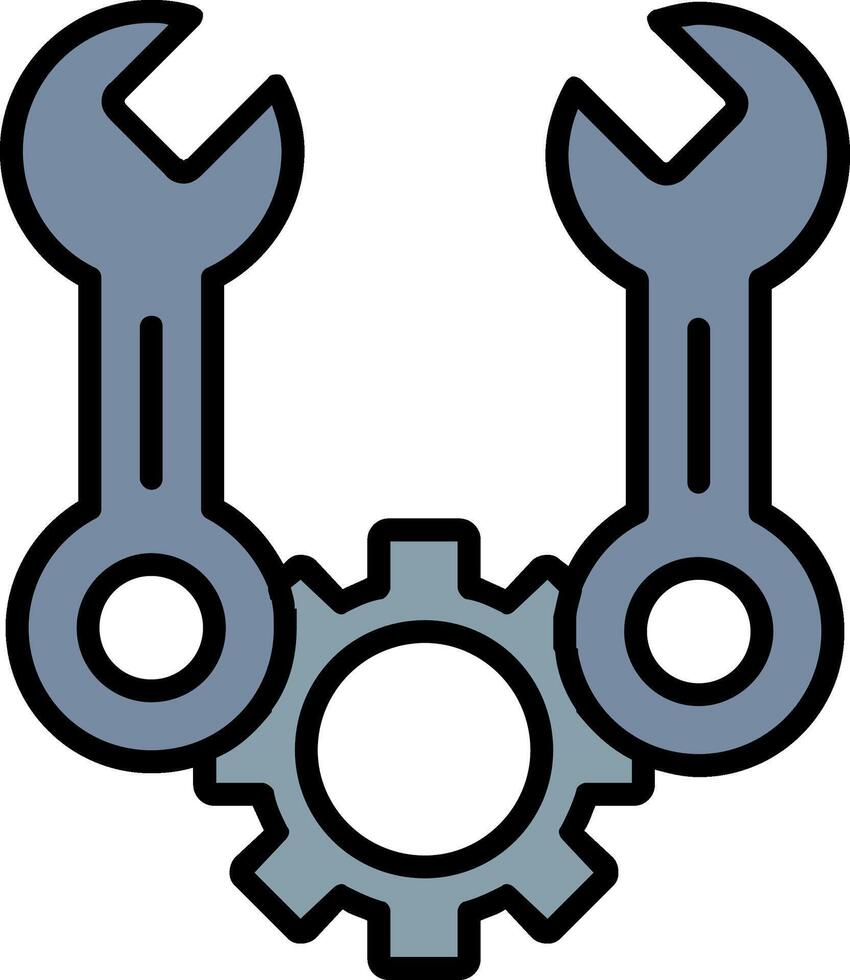 Spanner Line Filled Icon vector