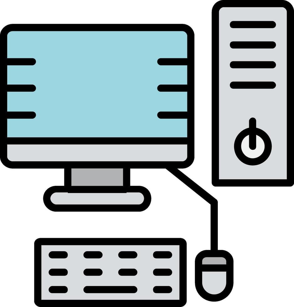 Desktop Computer Line Filled Icon vector