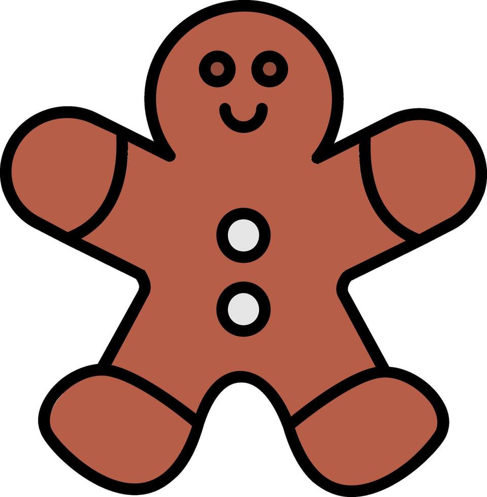 Gingerbread Man Line Filled Icon vector