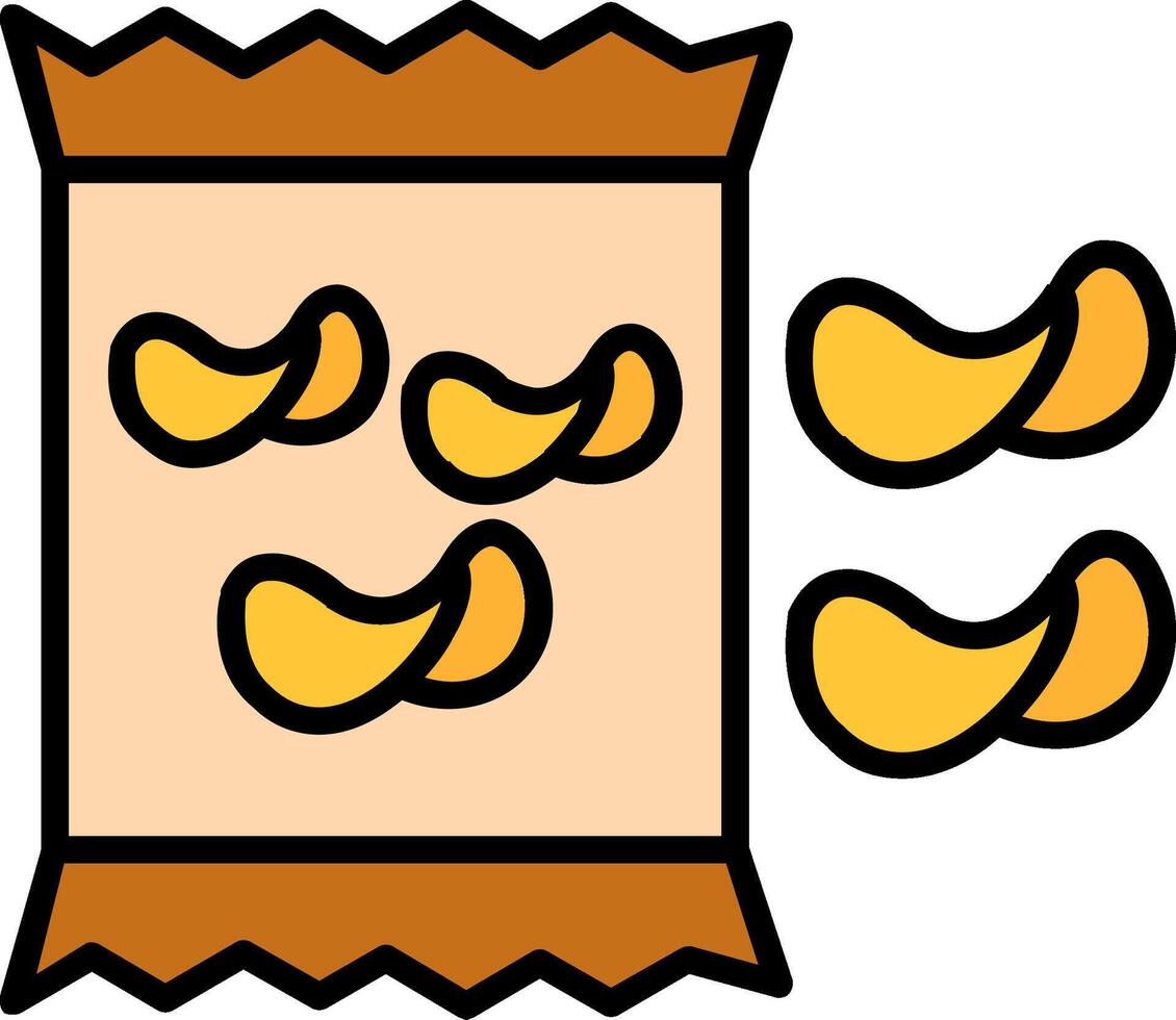 papas fritas línea lleno icono vector