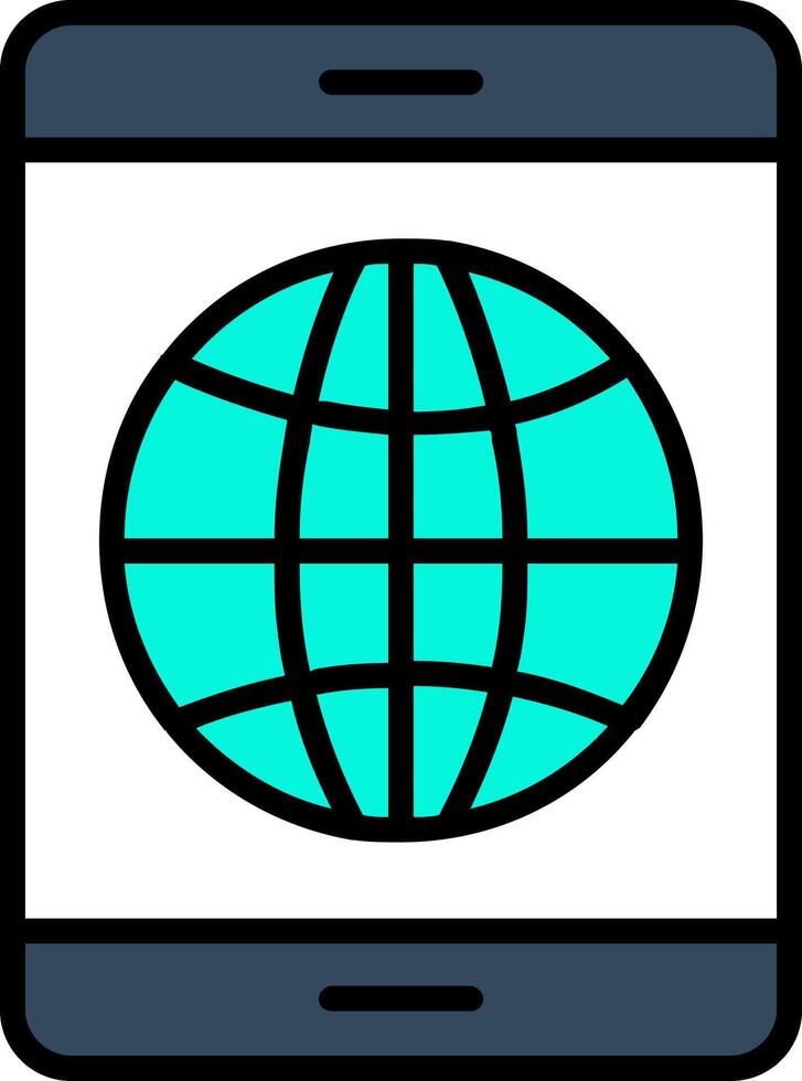 Earth Globe Line Filled Icon vector