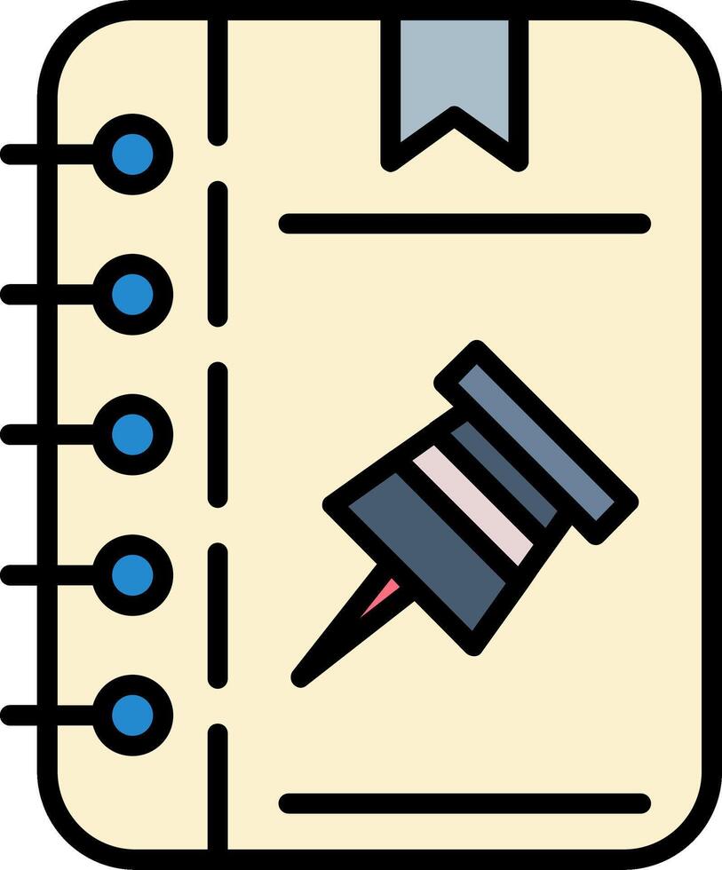 Push Pin Line Filled Icon vector