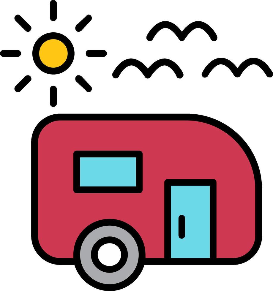 Trailer park Line Filled Icon vector