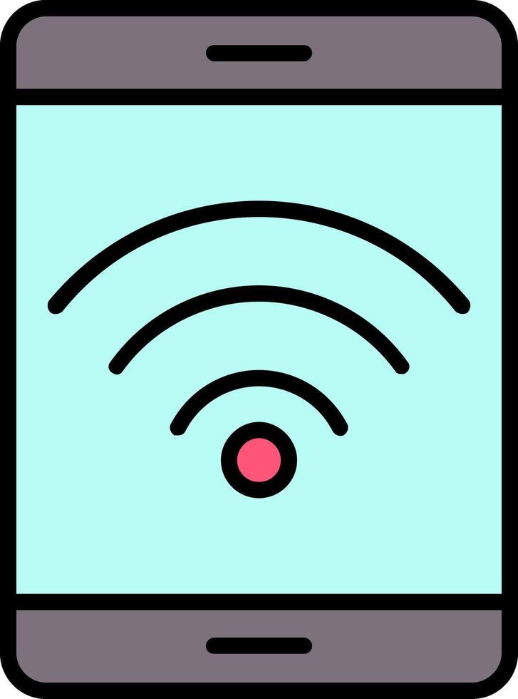 icono lleno de línea wifi vector