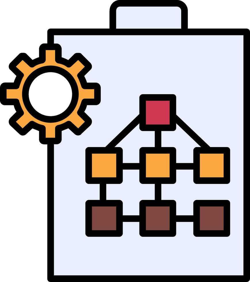 icono de línea de organigrama lleno vector