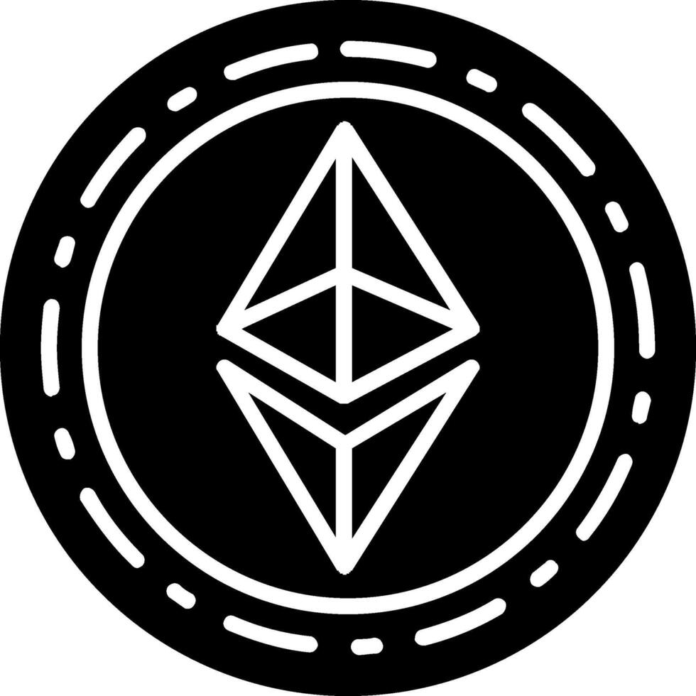 ethereum moneda glifo icono vector