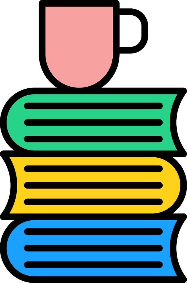 Books Line Filled Icon vector