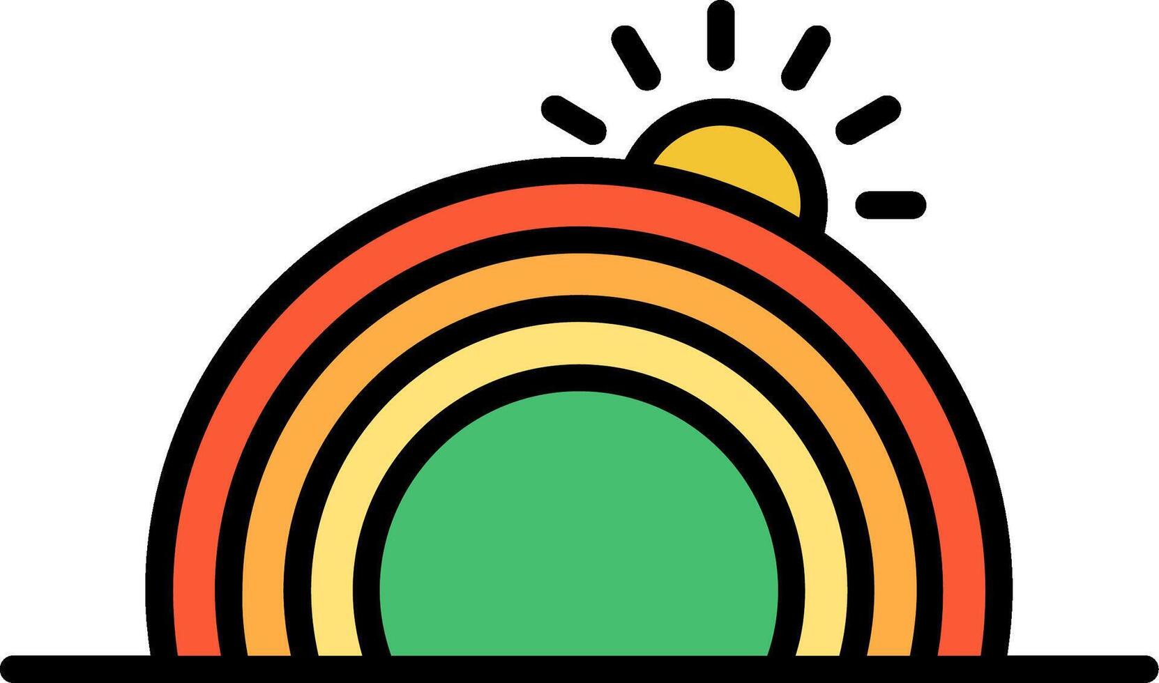 Rainbow Line Filled Icon vector