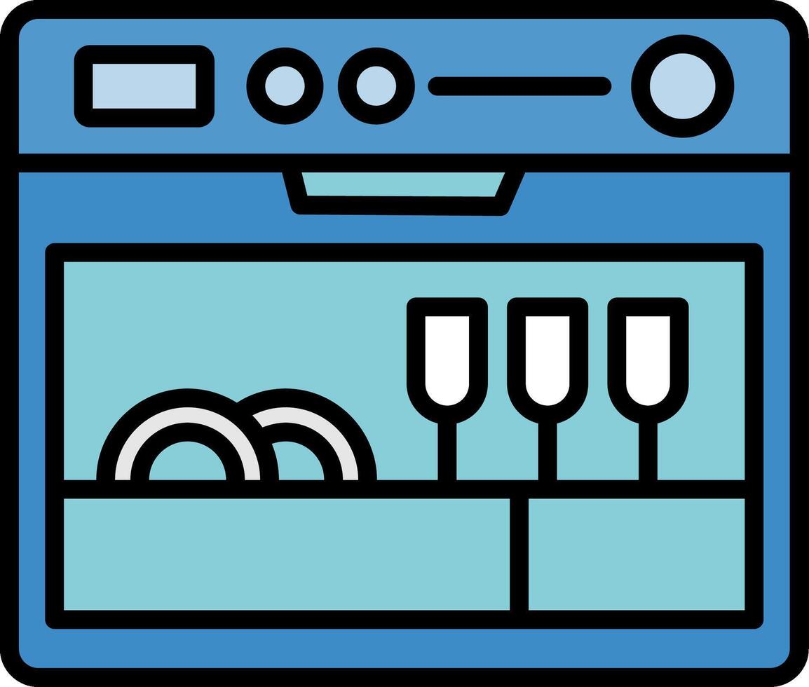 Dishwasher Line Filled Icon vector