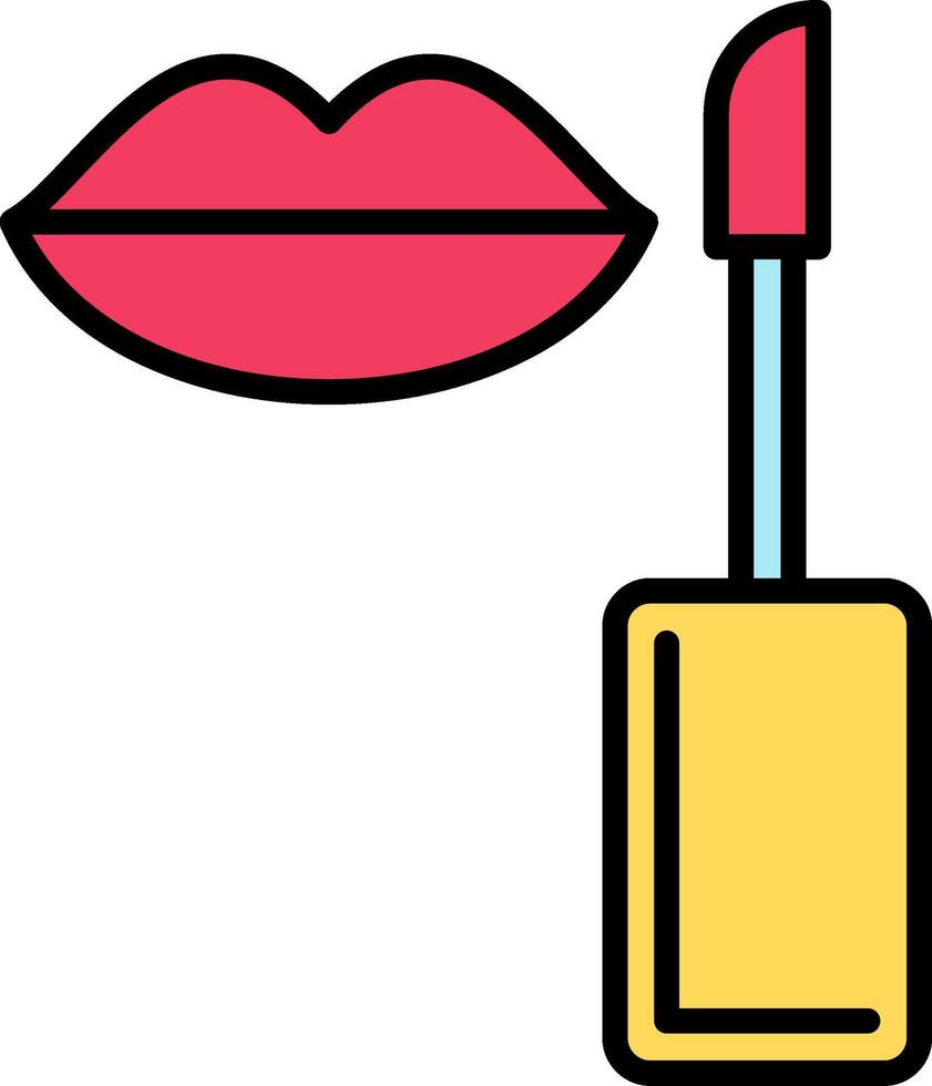 brillo de labios línea lleno icono vector