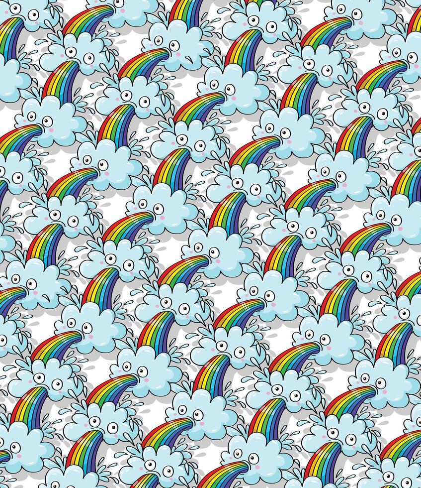 Clouds with rainbows fun background for teenagers vector