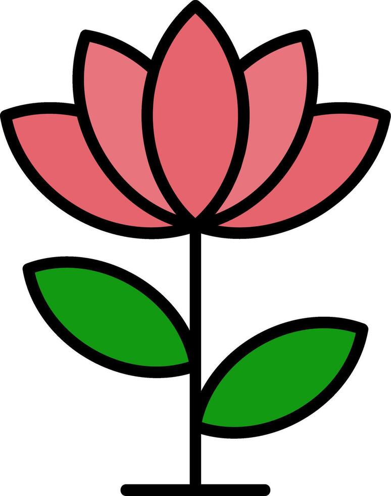 loto flor línea lleno icono vector