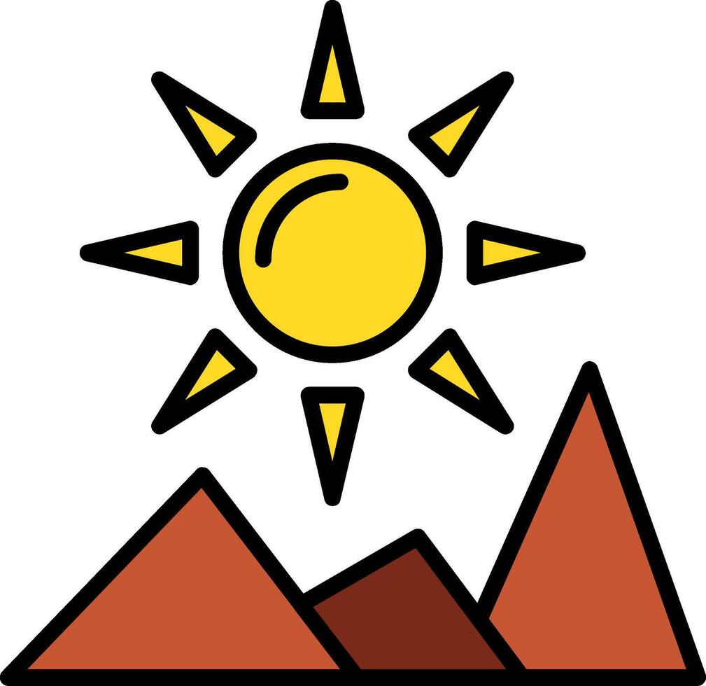 icono lleno de línea de sol vector