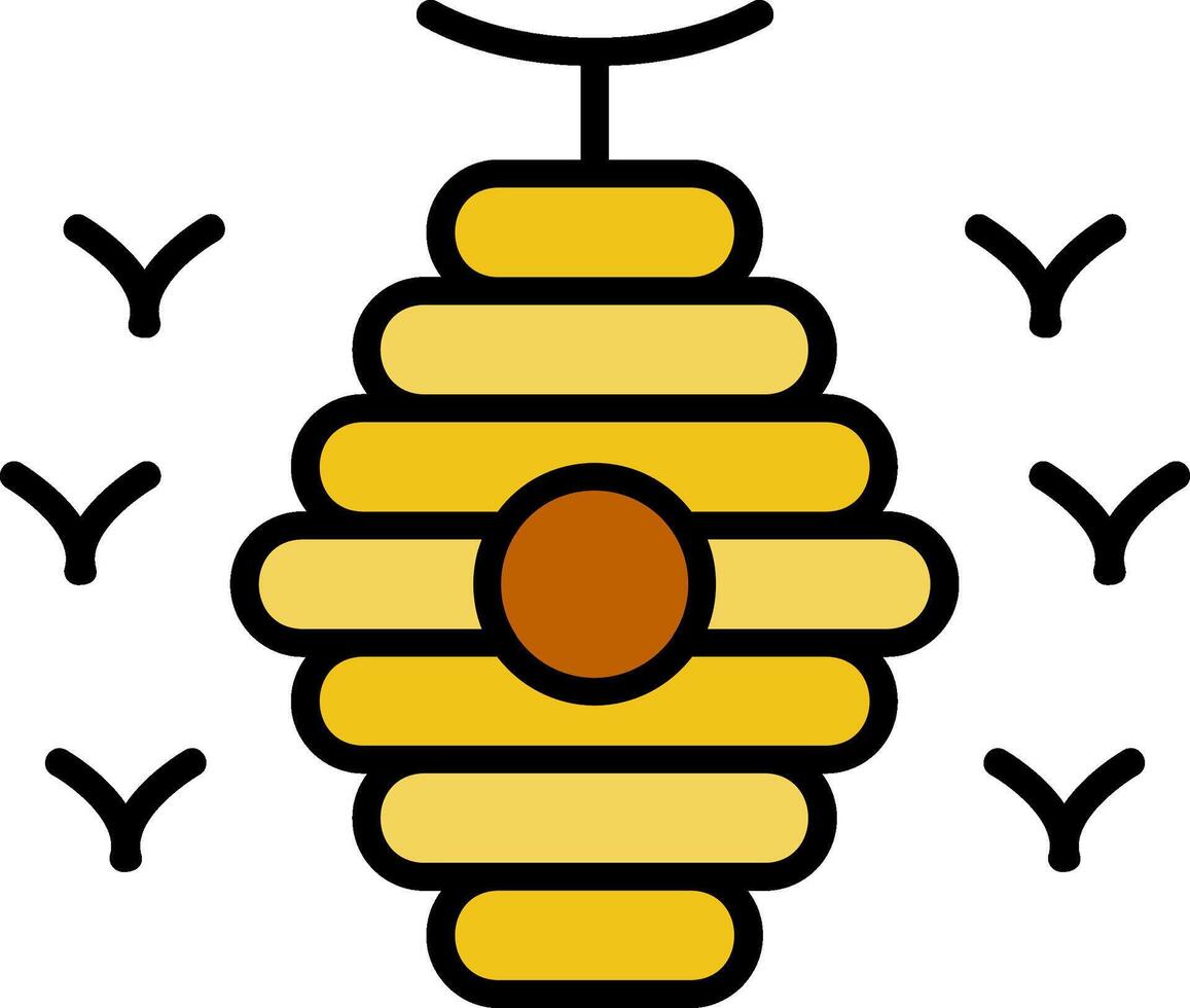 abeja colmena línea lleno icono vector