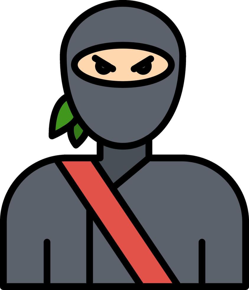 ninja línea lleno icono vector