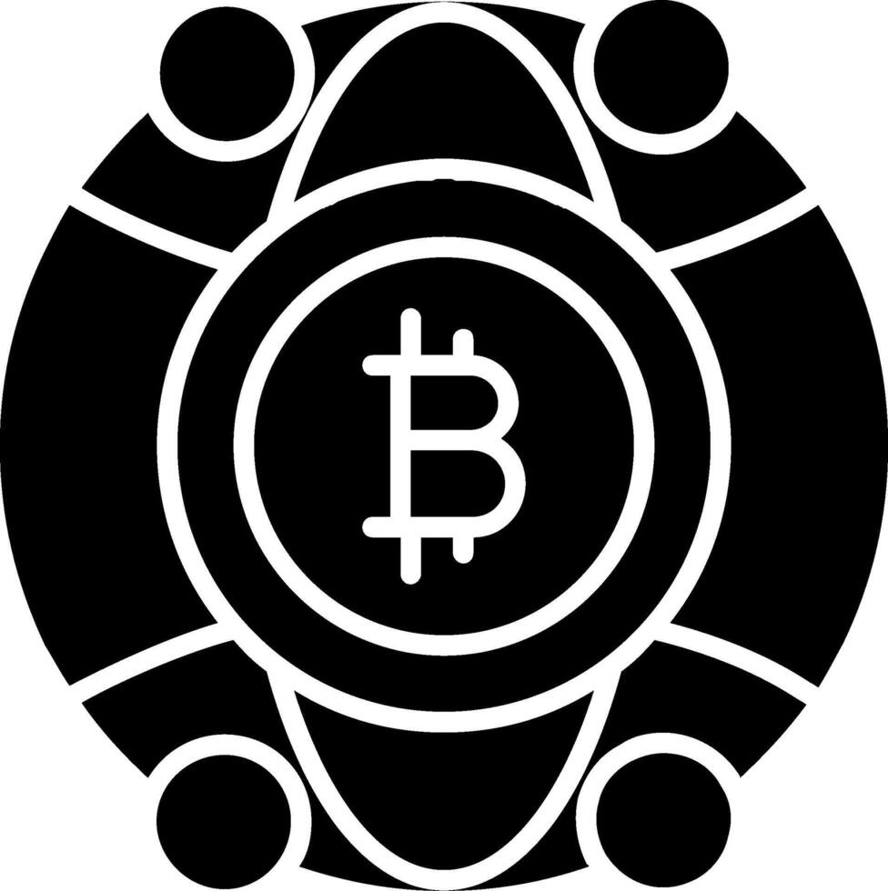 global bitcoin glifo icono vector