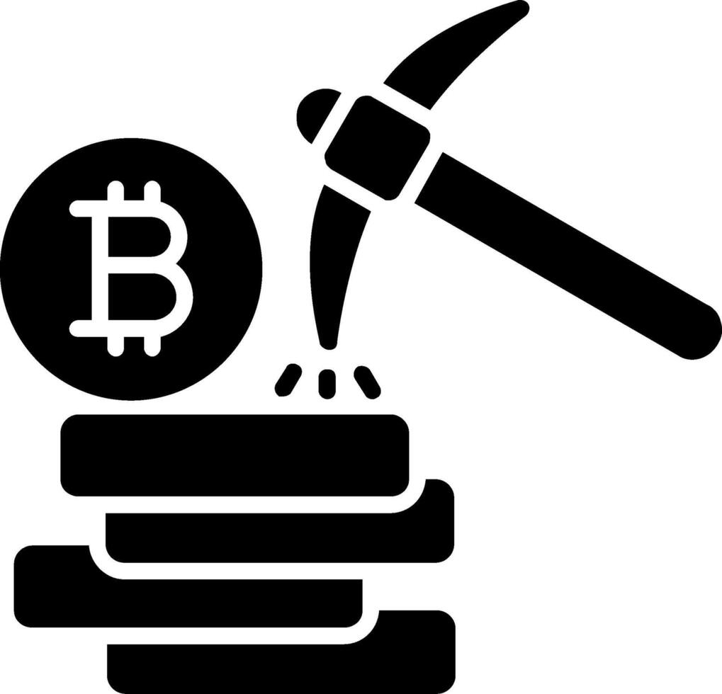 Bitcoin Mining Glyph Icon vector