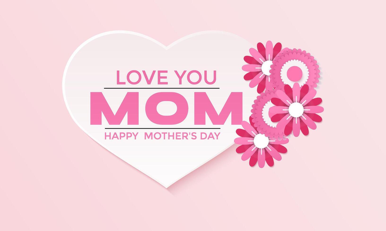 Mother's day greeting card with beautiful blossom flowers. love with paper flying elements . Banner poster, flyer and background design. vector