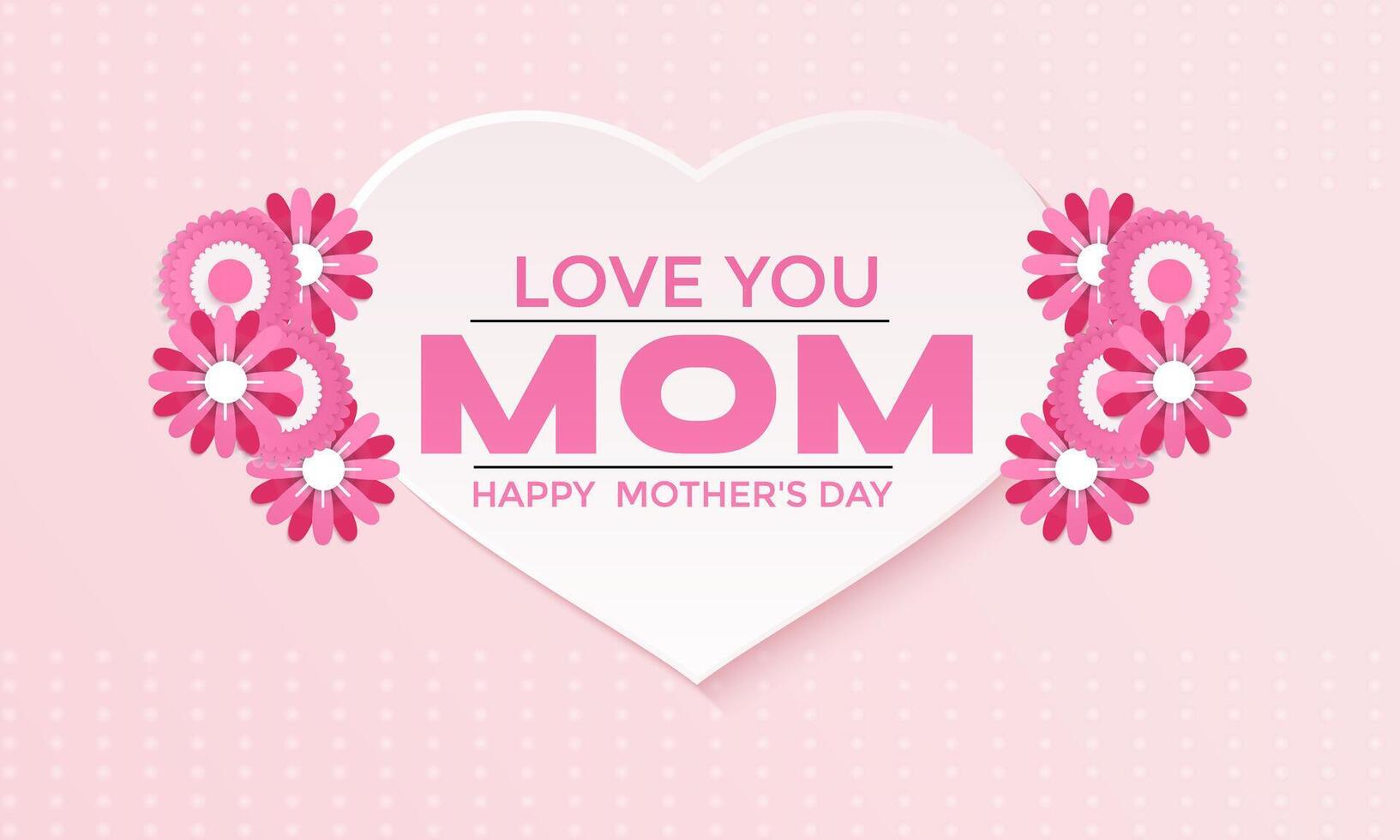 Mother's day. love with paper flying elements.Banner poster, flyer and background vector