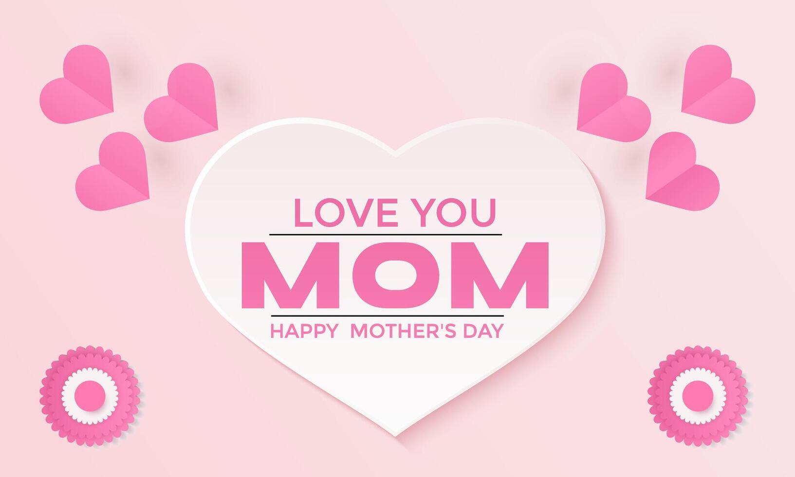 Mother's day. love with paper flying elements.Banner poster, flyer and background vector