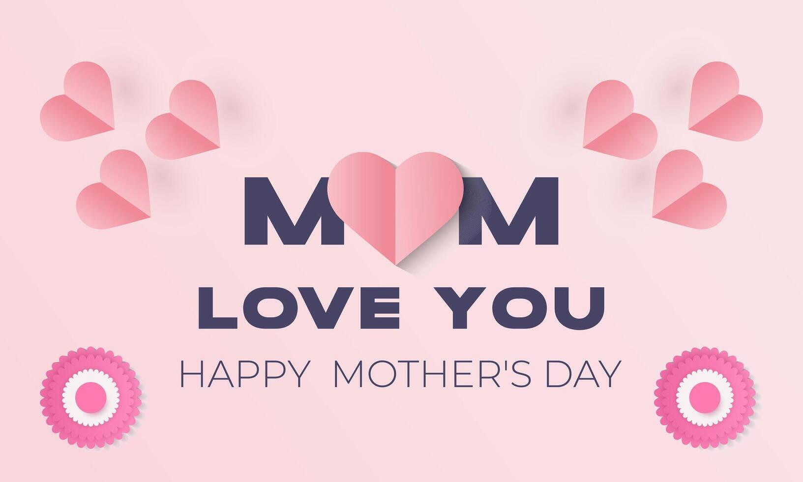 Mother's day. love with paper flying elements.Banner poster, flyer and background vector