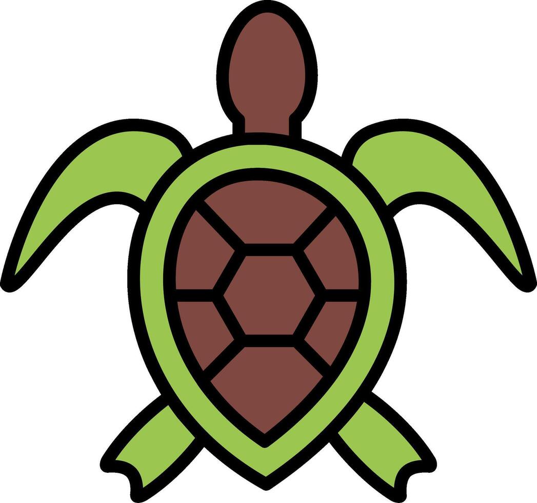 mar Tortuga línea lleno icono vector