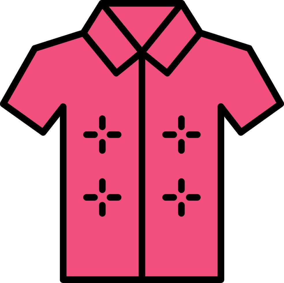 hawaiano camisa línea lleno icono vector