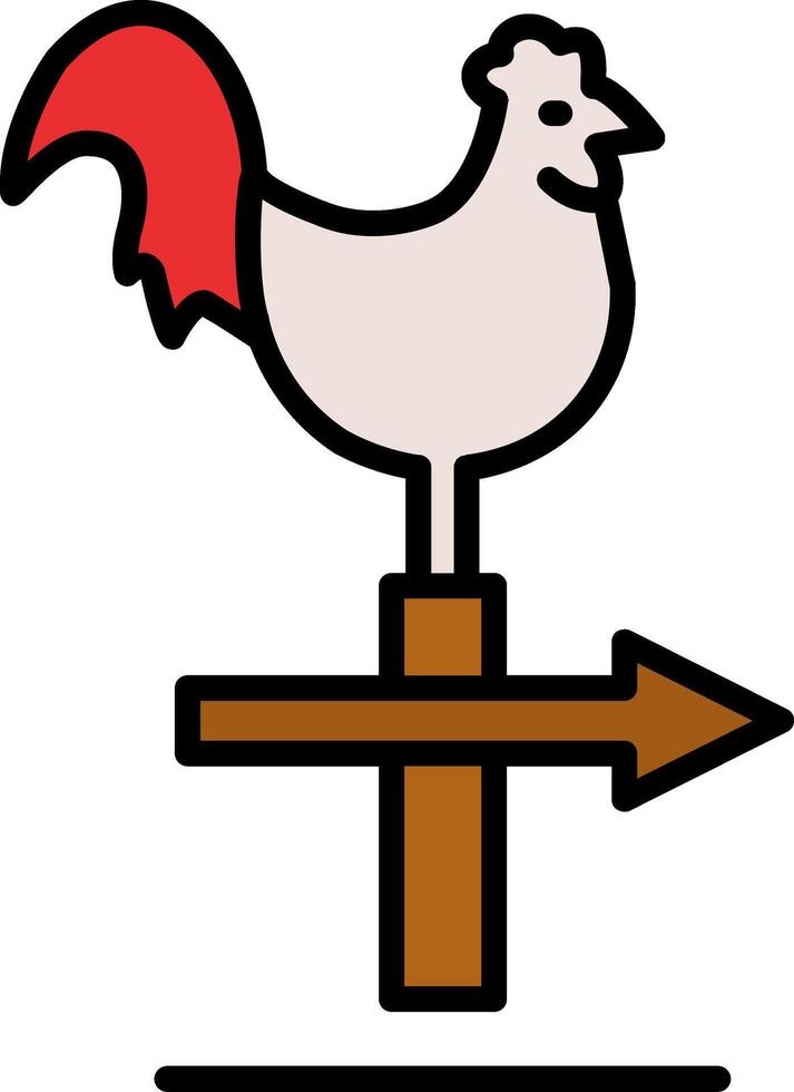 icono lleno de línea de pollo vector