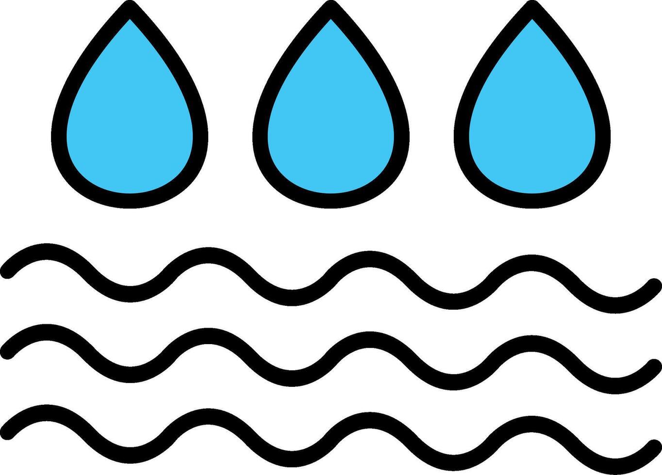 Water Line Filled Icon vector