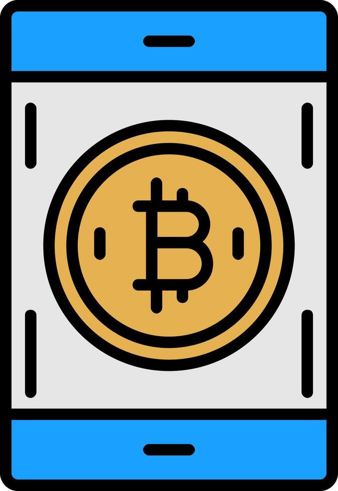 bitcoin pagar línea lleno icono vector