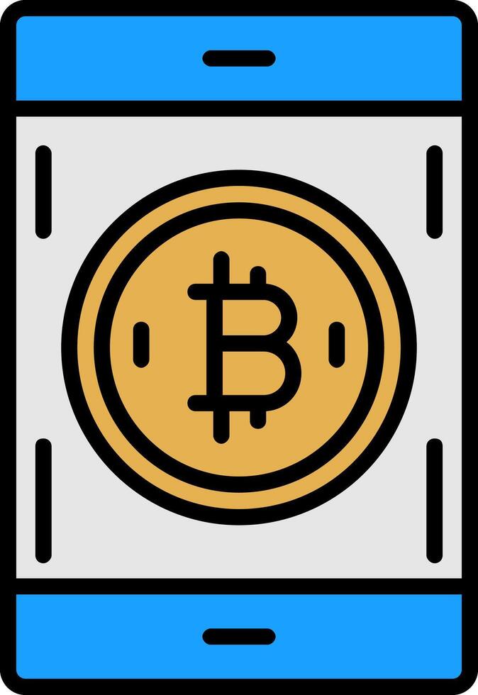 Bitcoin Pay Line Filled Icon vector
