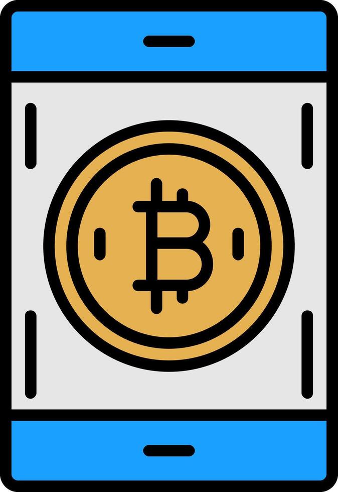 Bitcoin Pay Line Filled Icon vector