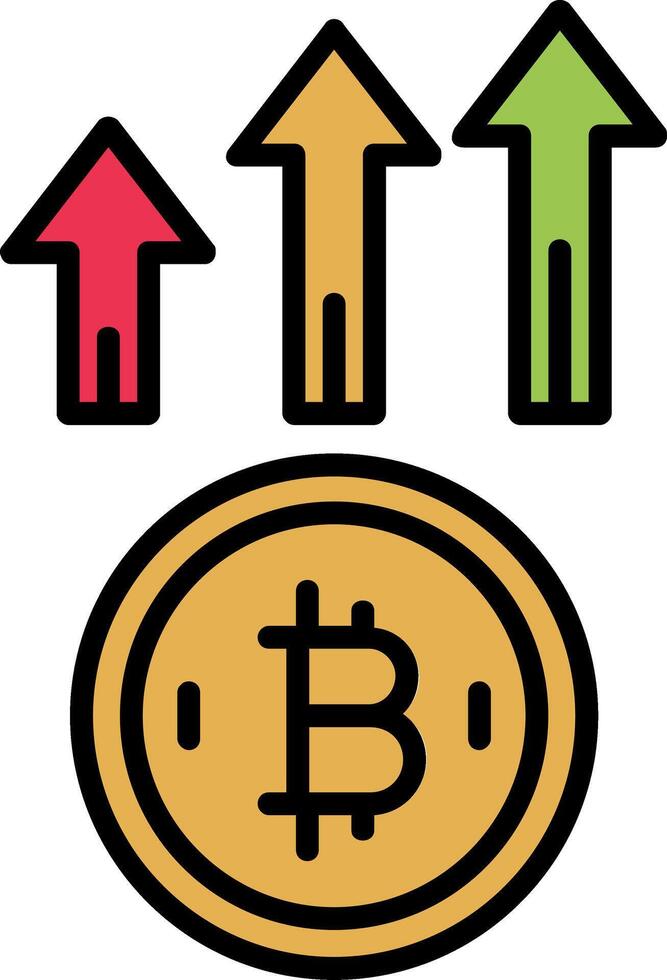 bitcoin arriba línea lleno icono vector