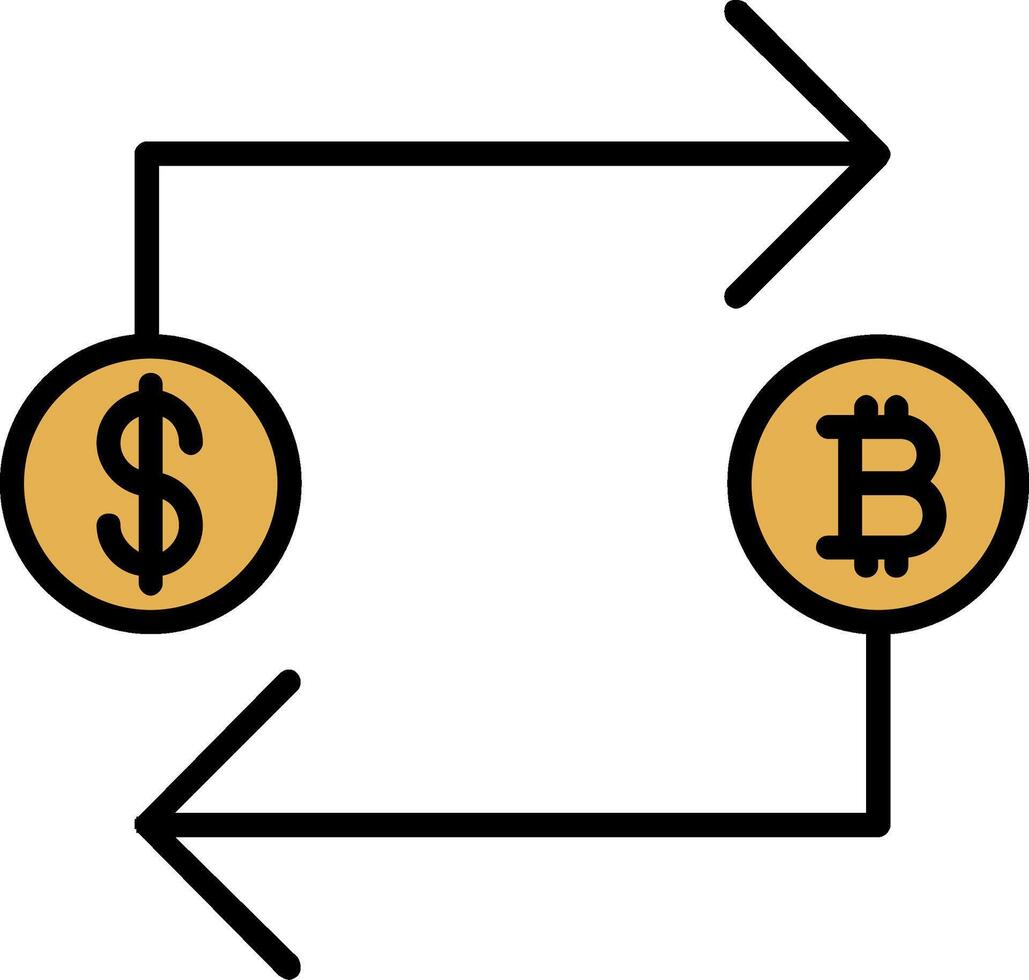 Bitcoin Exchange Line Filled Icon vector