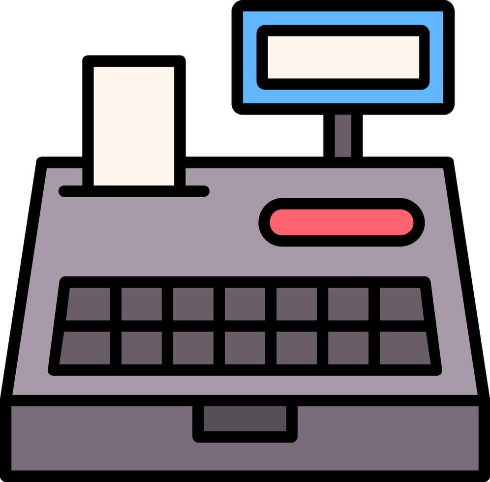 Cash Register Line Filled Icon vector