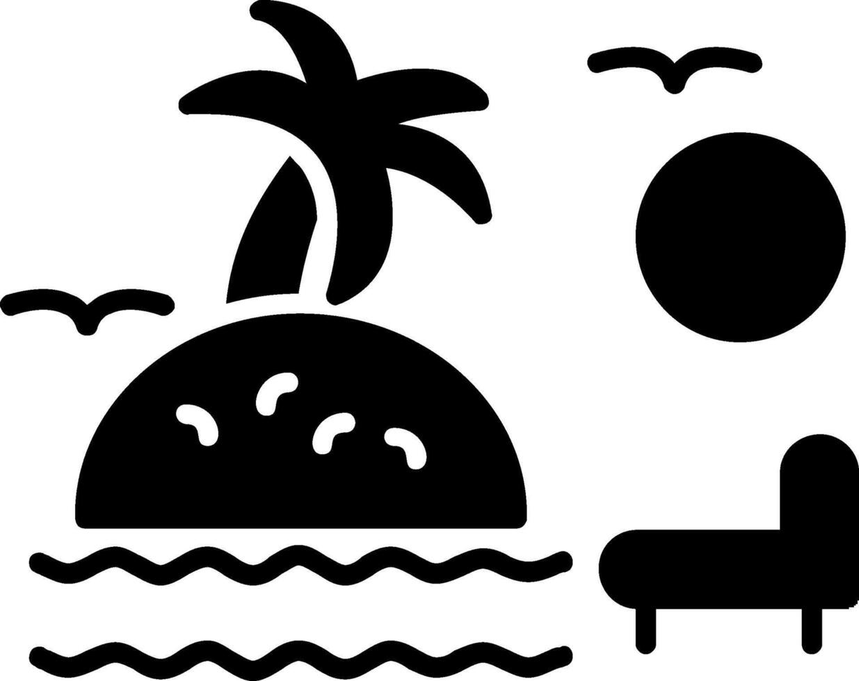 Sunset On Beach Glyph Icon vector