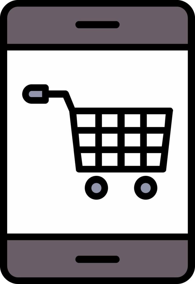 Mobile Commerce Line Filled Icon vector