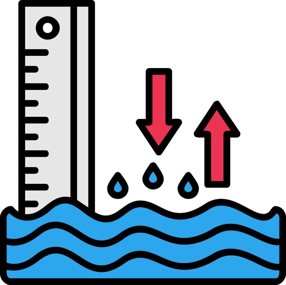 Sea Level Line Filled Icon vector