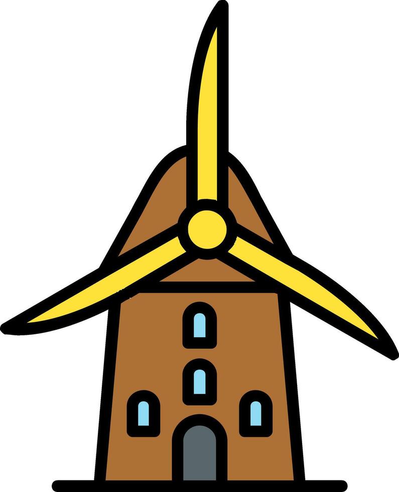 Wind Mill Line Filled Icon vector
