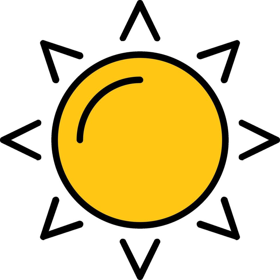 icono lleno de línea de sol vector