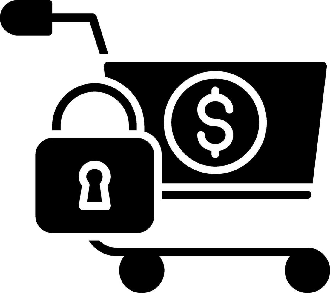 Secure Online Shopping Glyph Icon vector