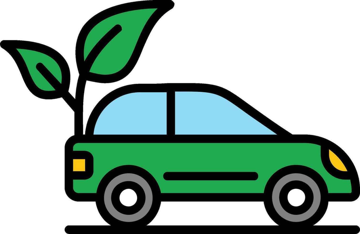 icono lleno de línea de coche ecológico vector