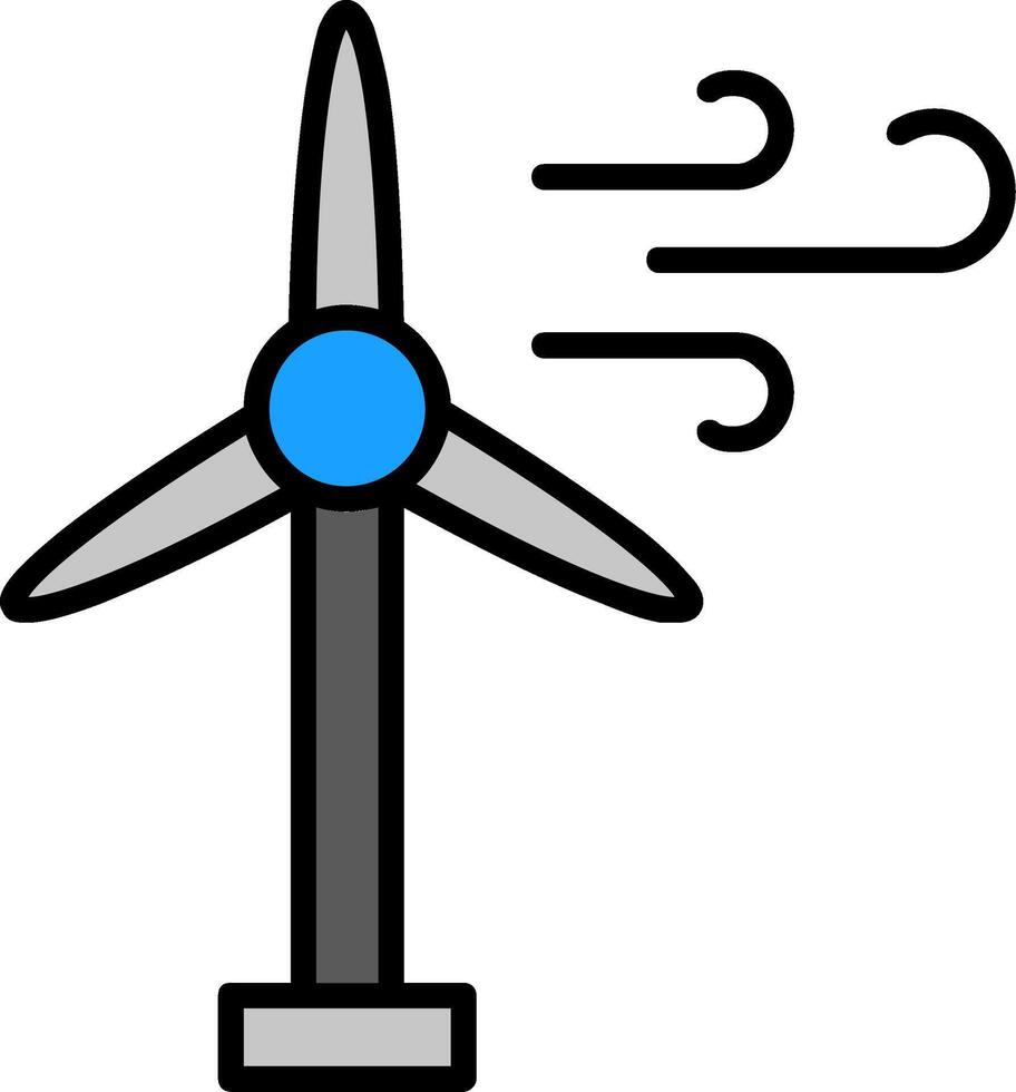 Wind Turbine Line Filled Icon vector